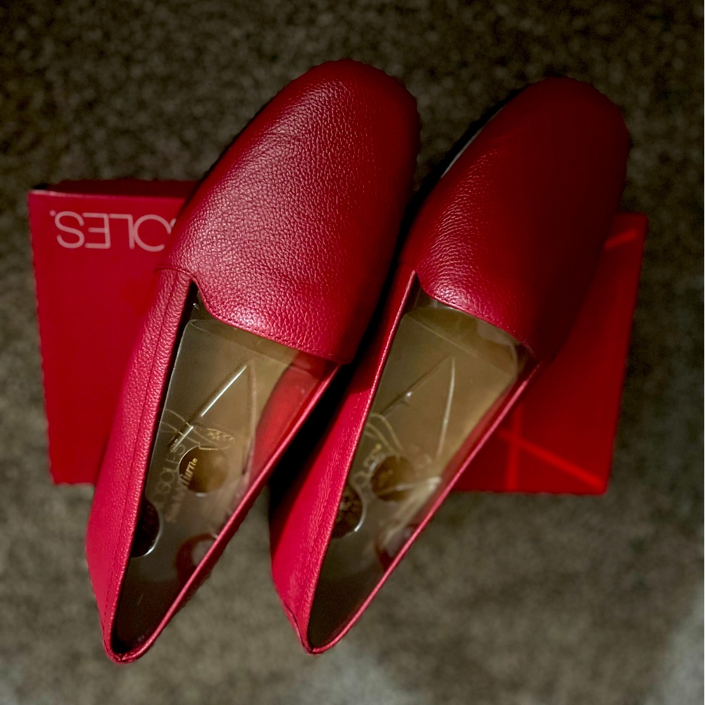 Woman’s Aerosoles slip in loafers in Red size 9W. In their own box.
